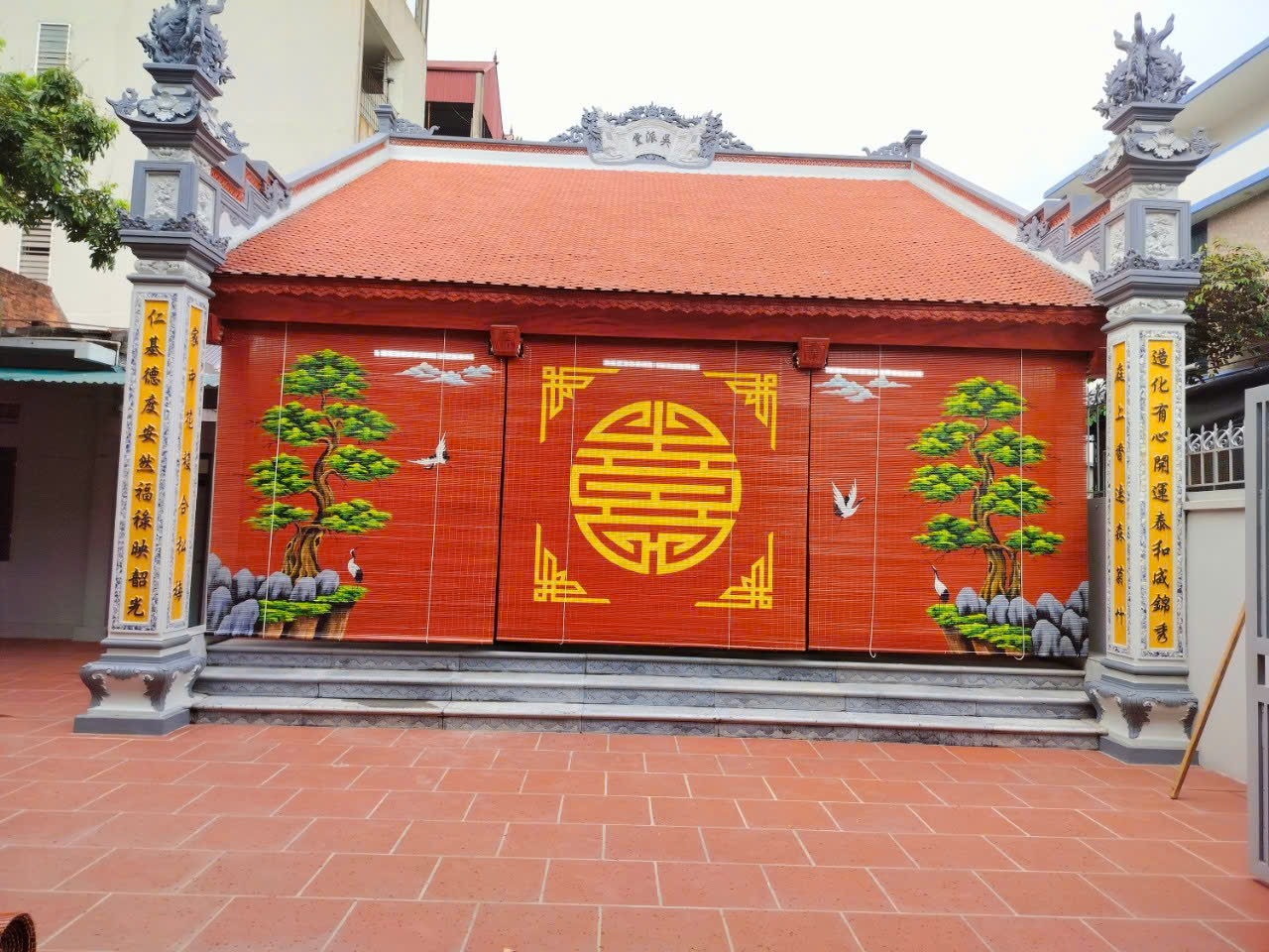 Mẫu mành trúc tăm vẽ tranh thủ công 02