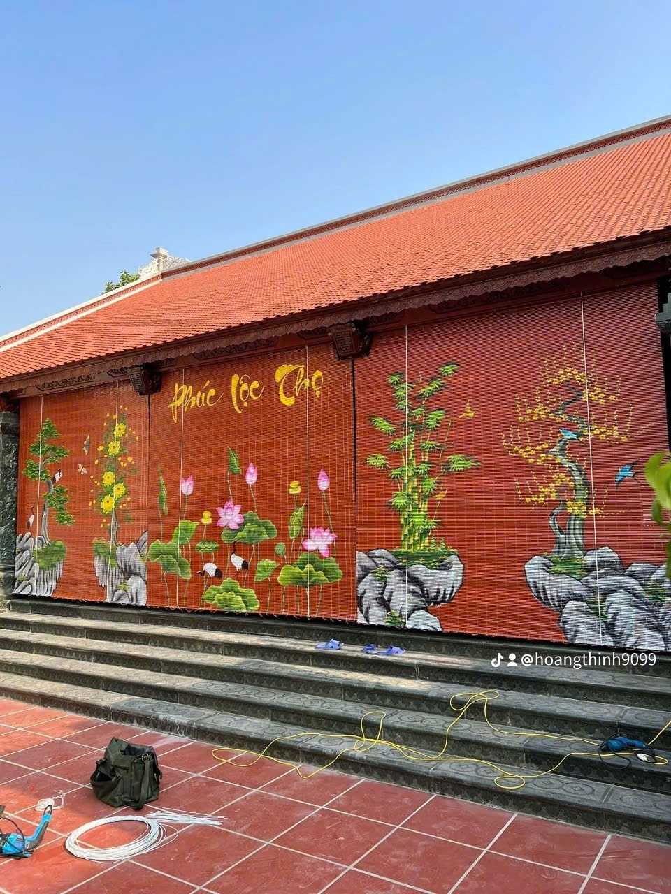 Mành tăm trúc in tranh 04