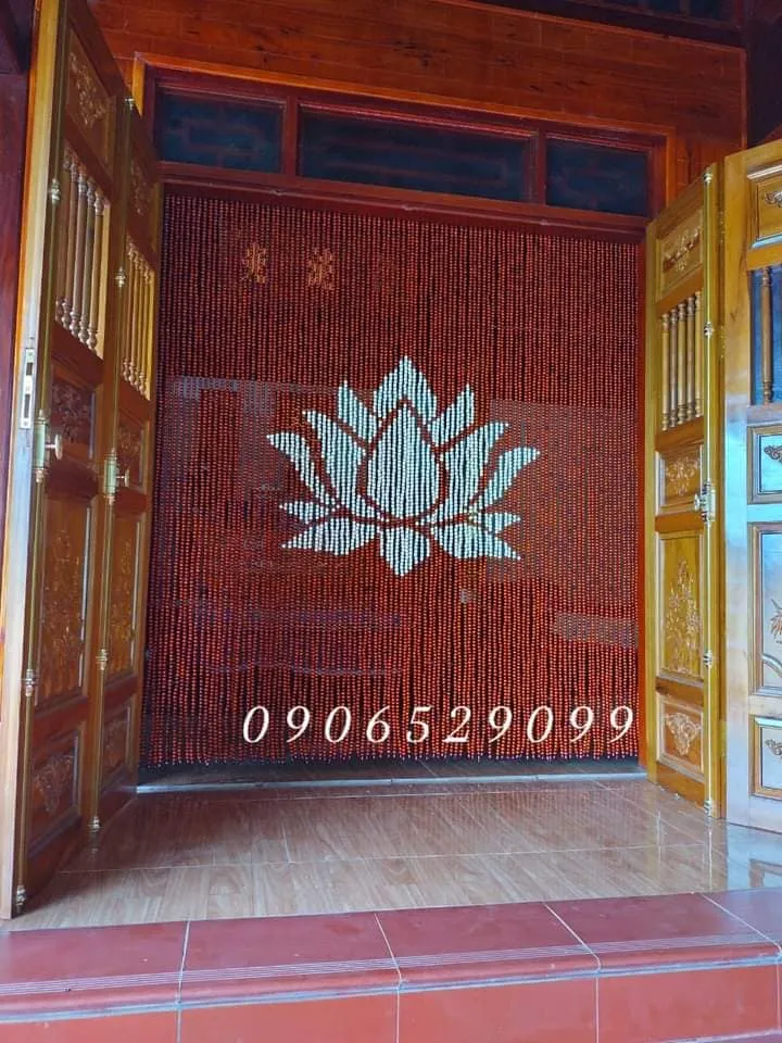 Mành Hạt Gỗ Hương họa tiết Hoa Sen