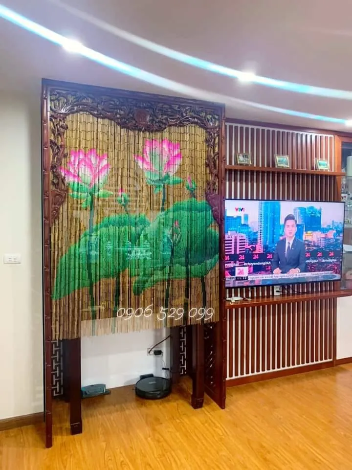 Mành tăm trúc vẽ Sen